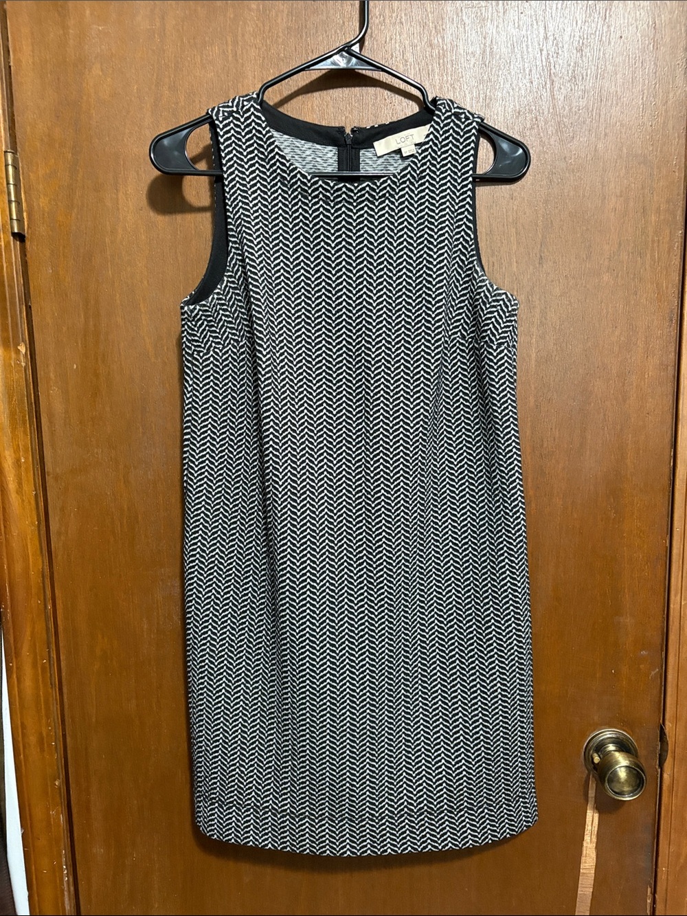 LOFT Black and White Chevron Sheath Dress